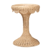 bali & pari Natala Rattan End Table - Handwoven Wicker Tulip Accent Table, Scalloped Edge Side Table for Living Room